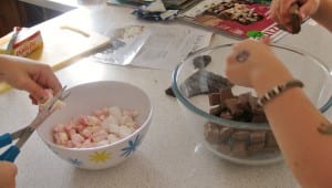 "Making chocolate biscuit cake"