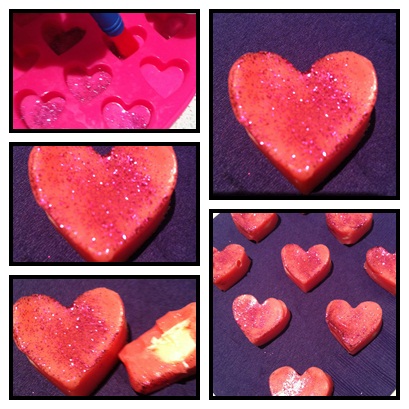 Pink fudge hearts - great Valentines Day crafts for kids