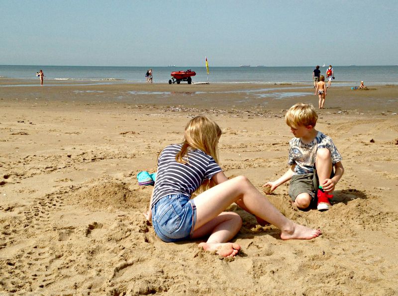 Perfect sand for sandcastles on the beach at Wassenaar, near Duinrell in the Netherlands