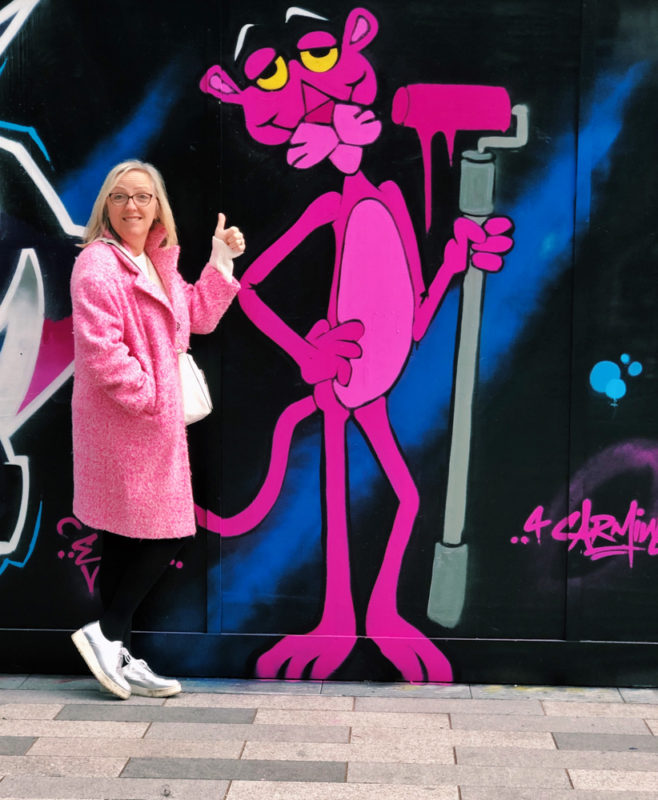 Pink Panther street art in Shoreditch, London. An instagram photo walk around Shoreditch after staying at the Zed Rooms apartments