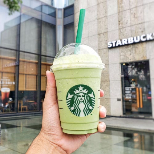 Green starbucks frappuccino in USA