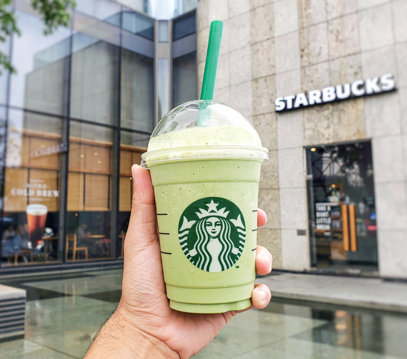 Green starbucks frappuccino in USA