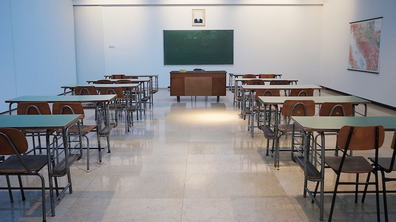 Empty exam hall for GCSES 2021