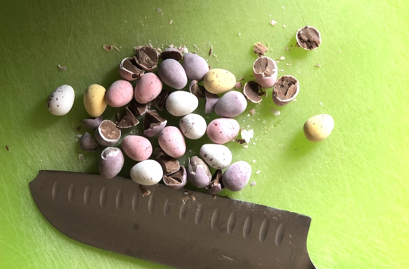 Chopped mini eggs go into this rocky road recipe to make an Easter version of the classic treat