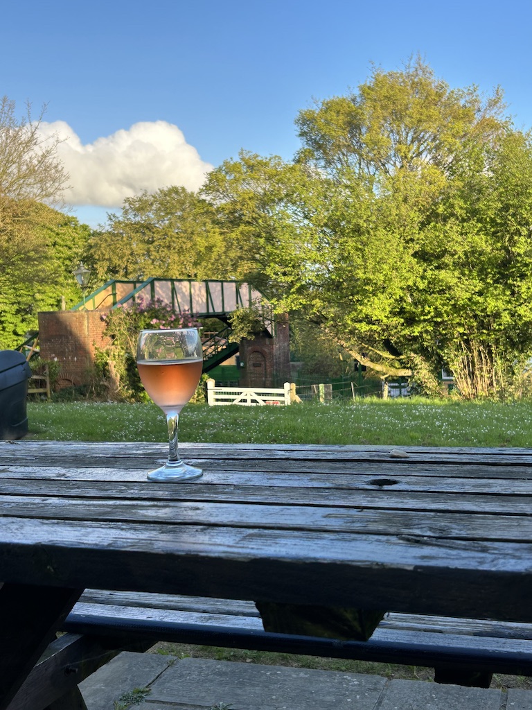 The view from Watercress Lodges, overlooking the steam Watercress line at Ropley station