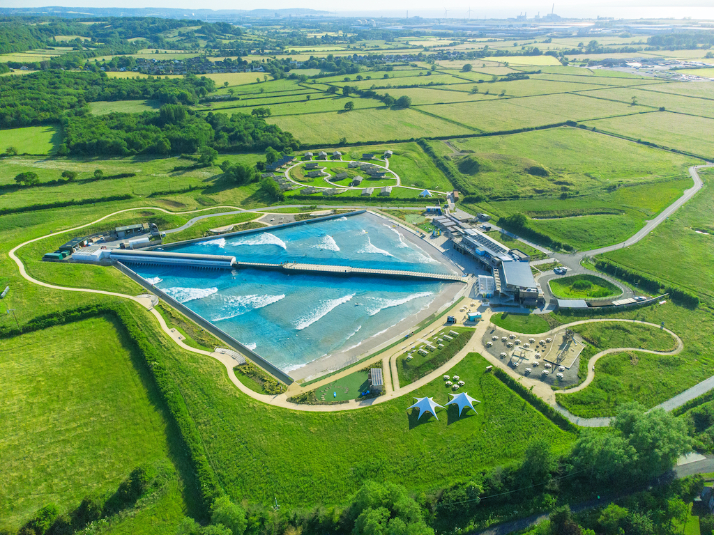 Aerial view of The Wave surf venue in Bristol